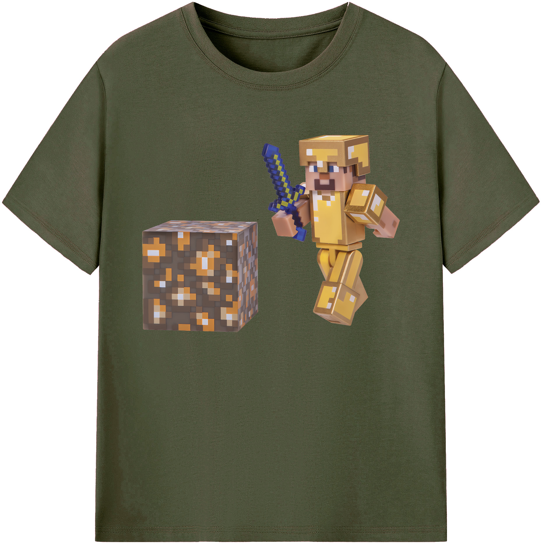 （画像用） マインクラフト ブロックの世界 Minecraft MC Block world 綿100％ メンズ半袖Tシャツ｜肌触りやわらか＆通気性